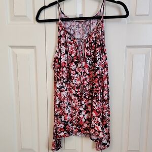 Michael Kors Long Sleeve Open Shpulder Floral Top - Pink and Black